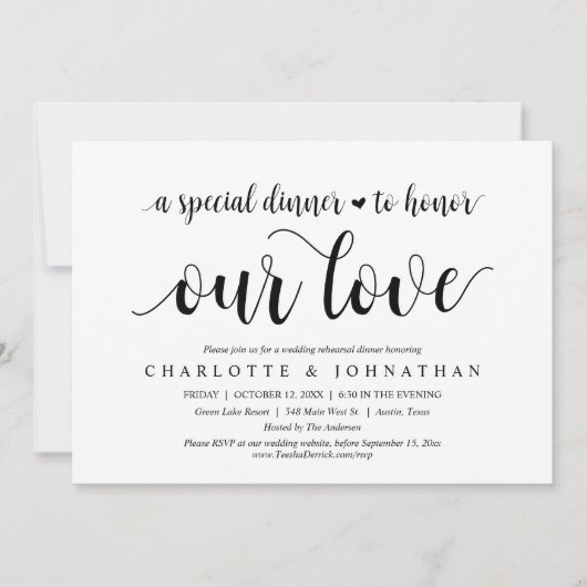 Een speciaal diner voor eer en liefde, repetitie kaart (Voorkant)