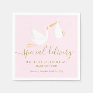 Een speciale bezorging Ooievaar Baby Shower/Sprink Servet
