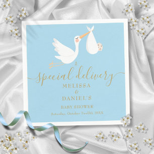 Een speciale bezorging Ooievaar Couples Baby Showe Servet