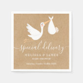 Een speciale bezorging Ooievaar Koppel Baby Shower Servet (Voorkant)