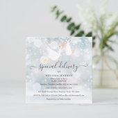 Een speciale bezorging Ooievaar Winter Baby Shower Kaart (Staand voorkant)
