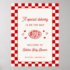 Een speciale bezorging Pizza Baby Shower Welkom Poster