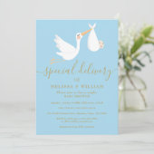 Een speciale bezorging voor een baby koppel shower kaart (Staand voorkant)