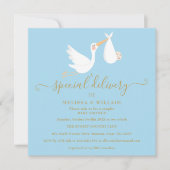 Een speciale bezorging voor een koppels babyborrel kaart (Voorkant)