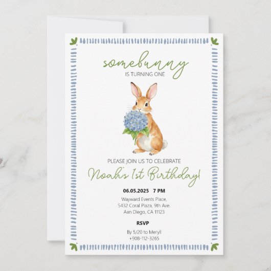 Een speciale Bunny Baby verjaardag Save The Date (Voorkant)
