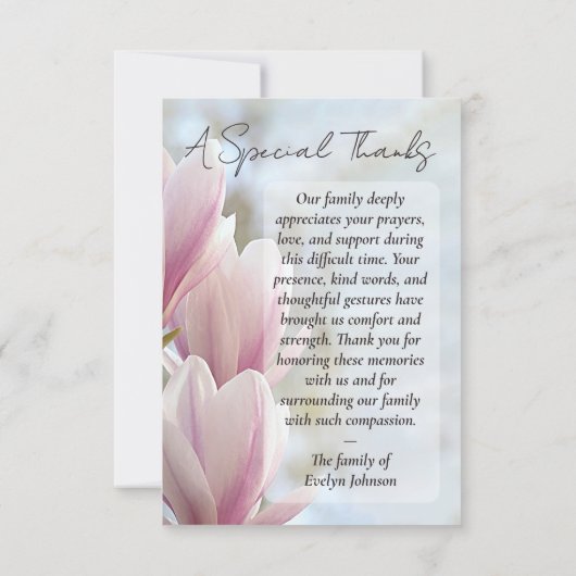 Een speciale dank – Magnolia Funeral Bedankkaart (Achterkant)