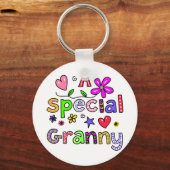Een speciale groet-tekstexpressie voor Granny aans Sleutelhanger (Voorkant)