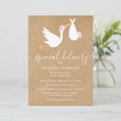 Een speciale levering Ooievaar Baby shower / Sprin Kaart (Staand voorkant)