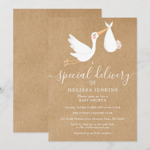 Een speciale levering Ooievaar Baby shower / Sprin Kaart