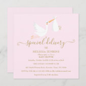 Een speciale levering Ooievaar Baby shower / Sprin Kaart (Voorkant / Achterkant)