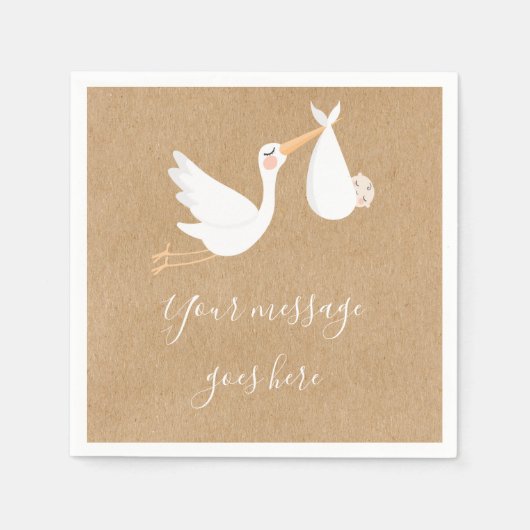 Een speciale levering Ooievaar Baby shower / Sprin Servet (Voorkant)