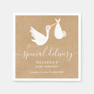 Een speciale levering Ooievaar Baby shower / Sprin Servet