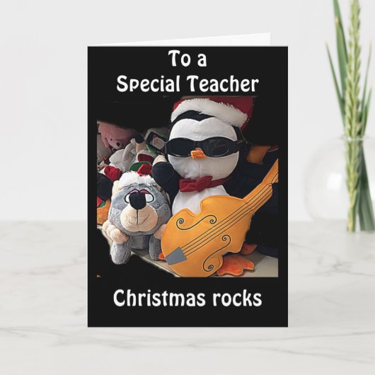 **EEN SPECIALE TEACHER** H0PE Y0UR CHRISTMAS "R0CK FEESTDAGEN KAART (Voorkant)