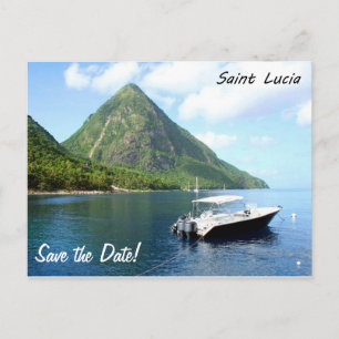 Een speedboot voor de Pitons in Saint Lucia Aankondigingskaart