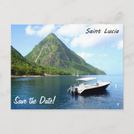 Een speedboot voor de Pitons in Saint Lucia Aankondigingskaart