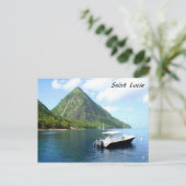 Een speedboot voor de Pitons in Saint Lucia Briefkaart (Staand voorkant)