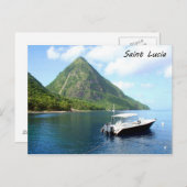 Een speedboot voor de Pitons in Saint Lucia Briefkaart (Voorkant / Achterkant)
