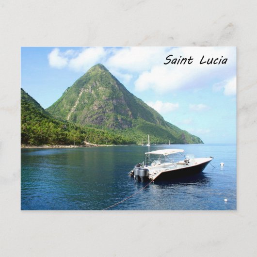 Een speedboot voor de Pitons in Saint Lucia Briefkaart (Voorkant)