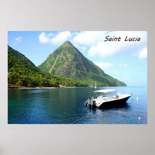 Een speedboot voor de Pitons in Saint Lucia Poster (Voorkant)