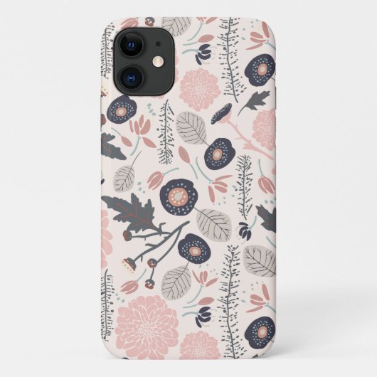 Een speelgoedgesleepte bloemen grijze roze zwart Case-Mate iPhone case (Achterkant)