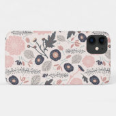 Een speelgoedgesleepte bloemen grijze roze zwart Case-Mate iPhone case (Achterkant (horizontaal))