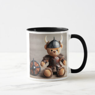 Een speelkamer met een helm en een schild. mok