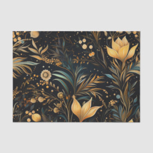 Een speelplaats van goud en blauwgroene bloemen tissuepapier