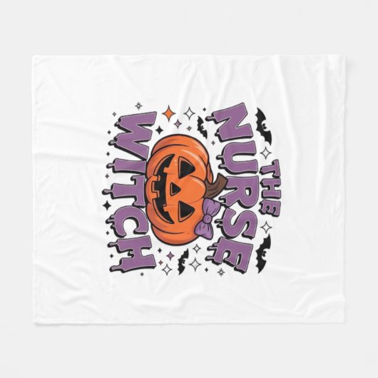 Een speels ontwerp met een pompoenheks met een fleece deken (Voorkant (Horizontaal))