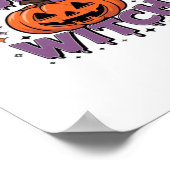 Een speels ontwerp met een pompoenheks met een poster (Hoek)