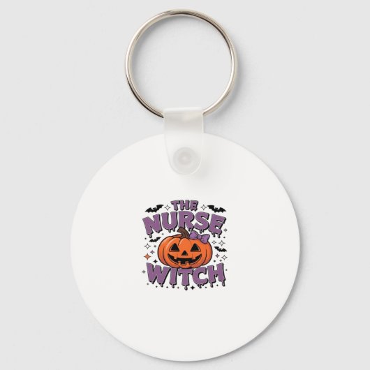 Een speels ontwerp met een pompoenheks met een sleutelhanger (Voorkant)