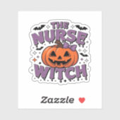 Een speels ontwerp met een pompoenheks met een sticker (Vel)