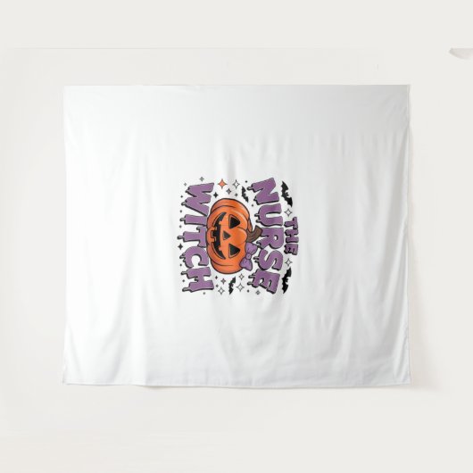 Een speels ontwerp met een pompoenheks met een wandkleed (Voorkant (horizontaal))