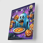 Een speelse geest die geniet van Halloween-festivi Vierkante Klok (Hoek)