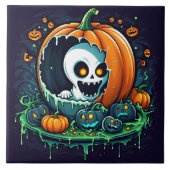 Een speelse geest komt tevoorschijn uit een Hallow Tegeltje (Voorkant)