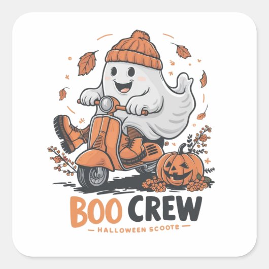 Een speelse geest op een scooter vierkante sticker (Voorkant)