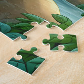 Een speelse geitenreis temidden van groen & stream legpuzzel (Zijkant)