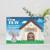 Een speelse hond of Puppy Birthday Party Invitatio Kaart (Staand voorkant)