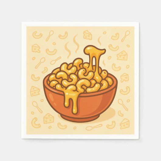 Een speelse illustratie van Mac and Cheese Servet (Voorkant)