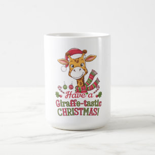 Een speelse kerstgiraffe koffiemok