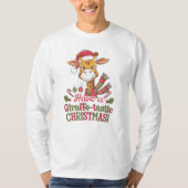 Een speelse kerstgiraffe t-shirt (Voorkant)