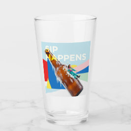 Een speelse “Sip Happens” drinkglas Glas