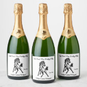 Een speelse springende paard 3 tekstgebieden sparkling wijnetiket (Flessen)