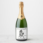 Een speelse springende paard 3 tekstgebieden sparkling wijnetiket (Voorkant)