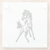 Een speelse springende paard glazen onderzetter (Achterkant)