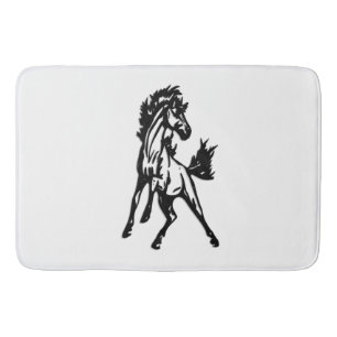 Een speelse springende paard in het wild badmat
