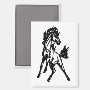 Een speelse springende paard in het wild magneet
