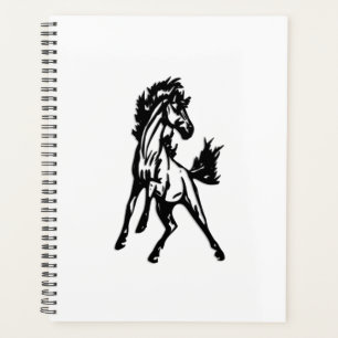 Een speelse springende paard in het wild planner