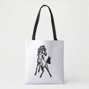 Een speelse springende paard in het wild tote bag