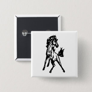 Een speelse springende paard in het wild vierkante button 5,1 cm