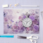 Een speeltuin van Paarse, Lila roze rozen en klok Tissuepapier (Craft)